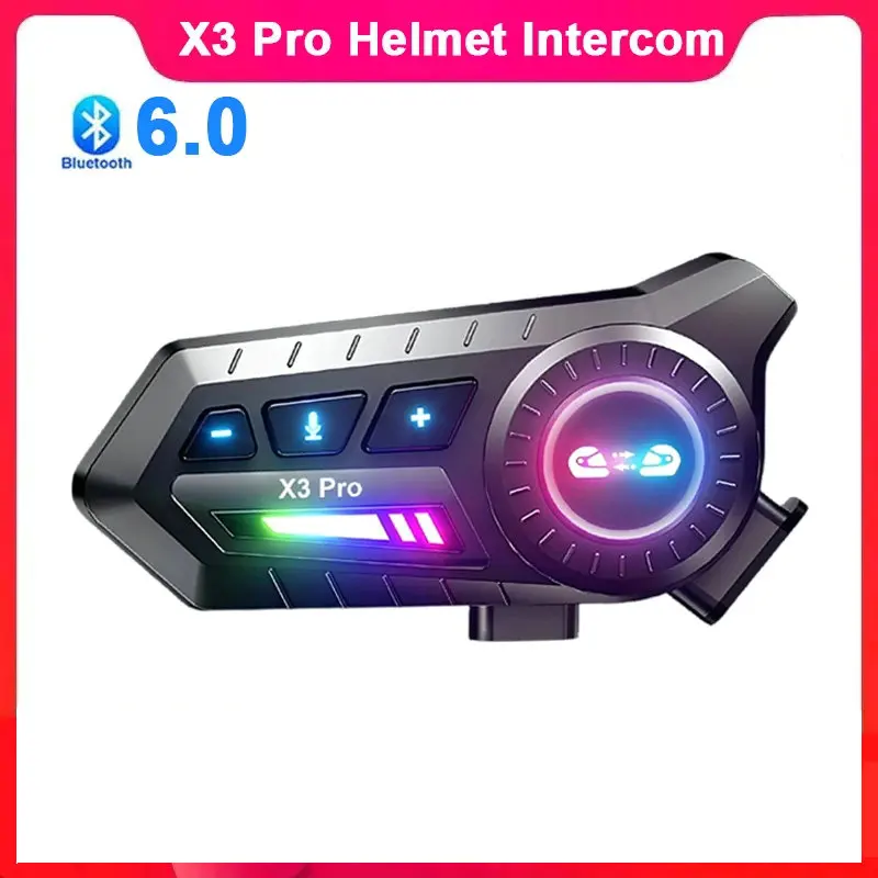 Motorcycle Bluetooth 6.0 Intercom Wireless 1000mAh Helmet Headset with FM Radio Music Sharing Waterproof Helmet Walkie Talkie