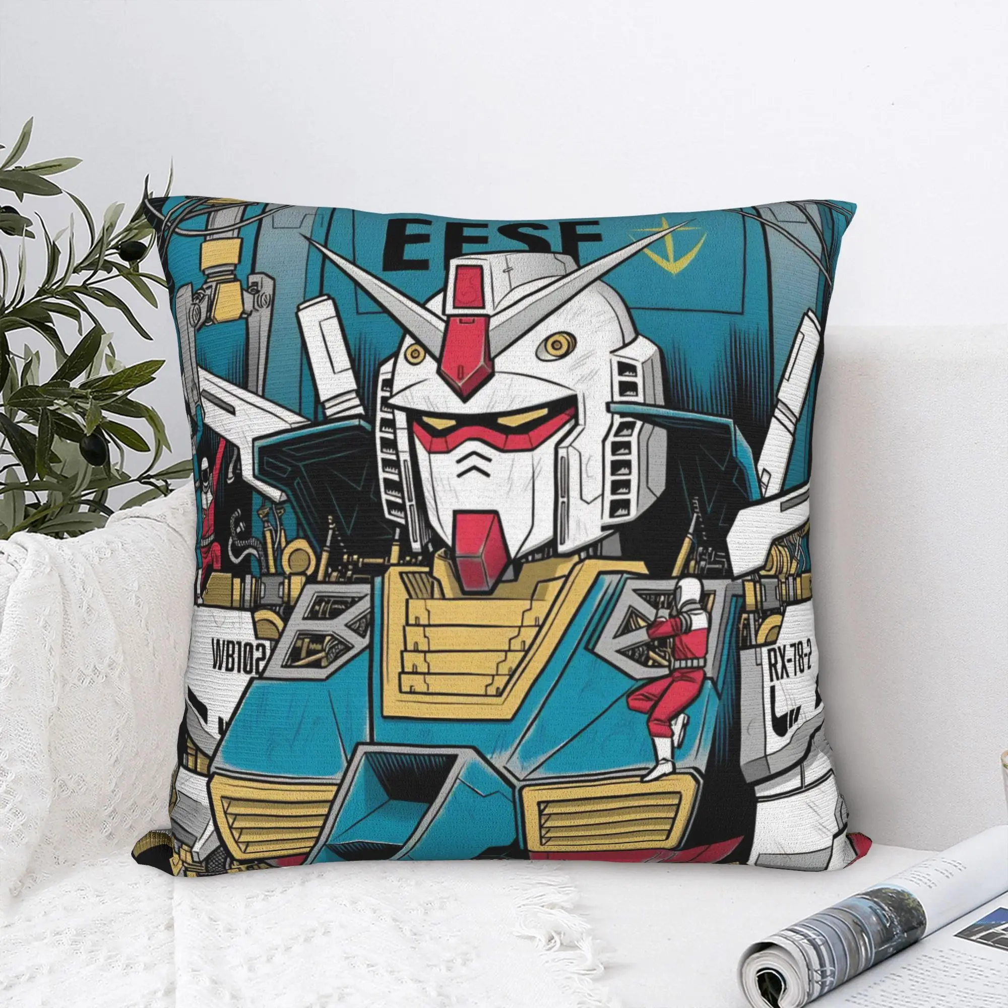 Gundams Pillowcase Polyester Cushion Cover Decor RX-78-2 Anime  Pillow Case Cover Home Drop Shipping 40X40cm