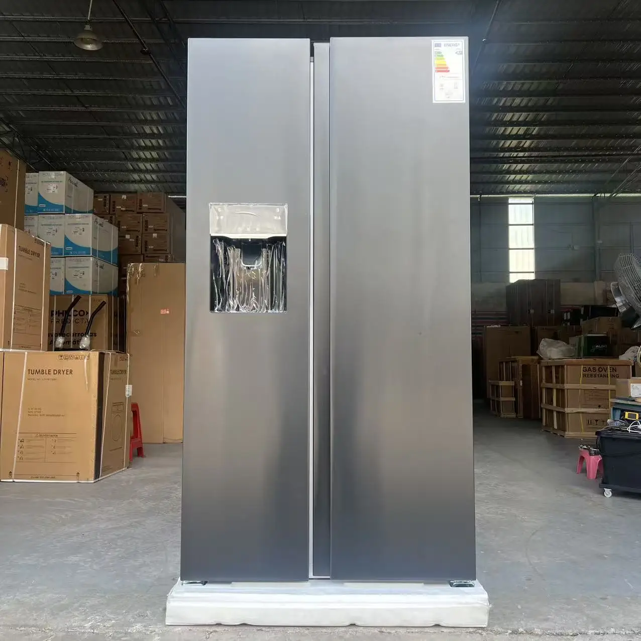 Double Door Fridge With Ice Maker 600L Dark Grey Color Side by Side Refrigerator Air Cooled Frost Free Inverter 220V Good Price