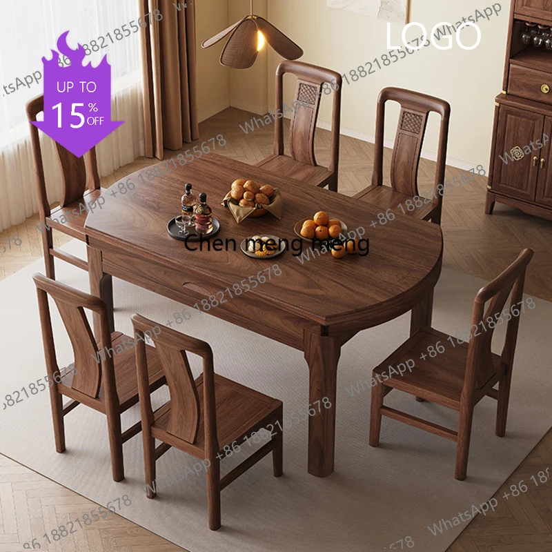 Mesa de Comedor Redonda Extensible para Cocina, Sillas de Salón, Mesa de Póker, Muebles de Madera para Sala de Estar