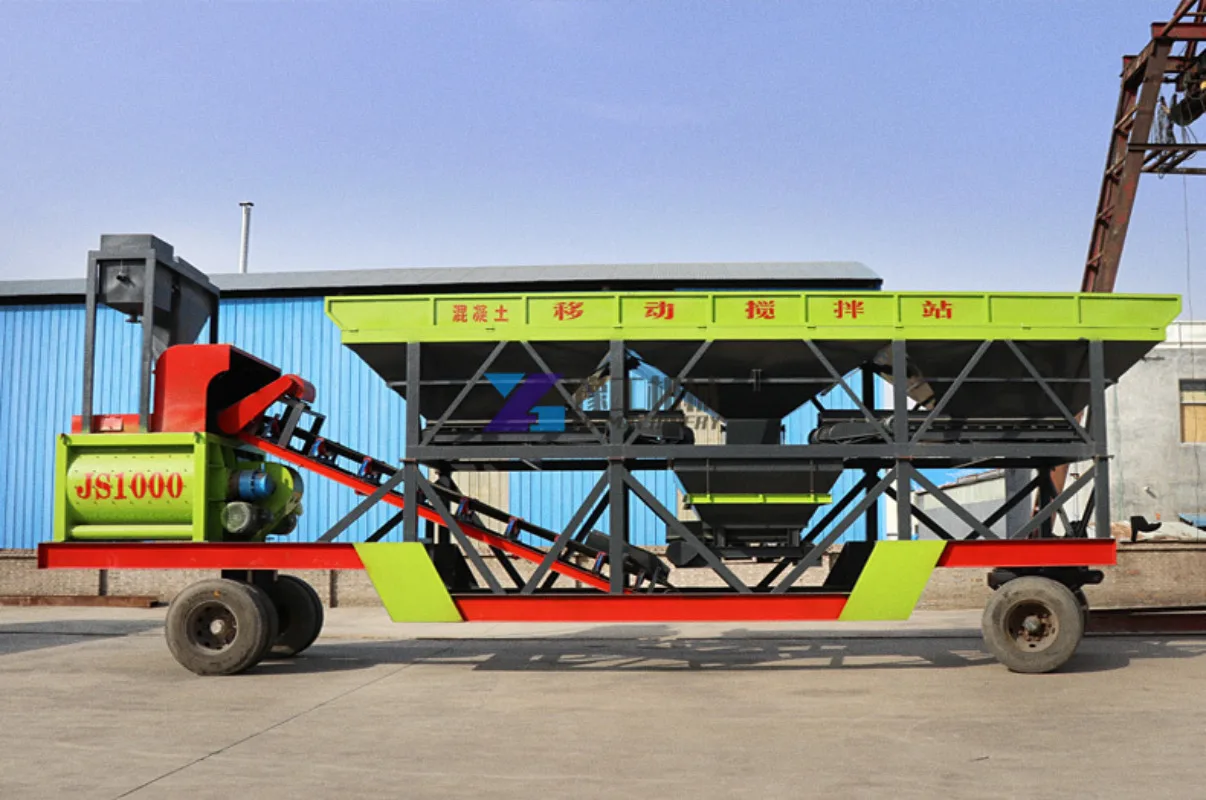 YUGONG Mobile Ready Mix Concrete Mixing Plant with Cement Silo