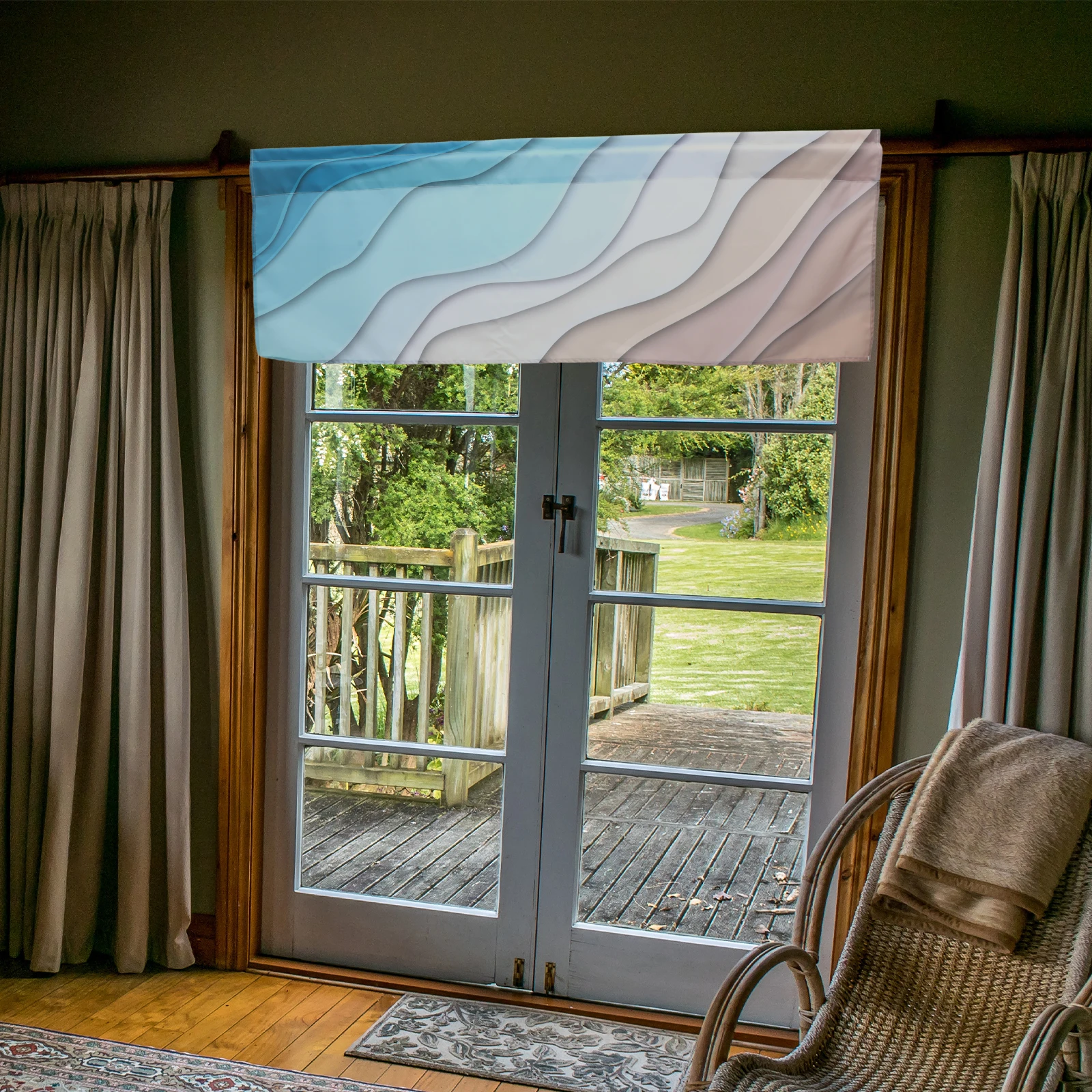 

Geometric Gradient Half-blocking Curtain Valance 54x18in Kitchen Bedroom Living Room Window Privacy Curtains Valance