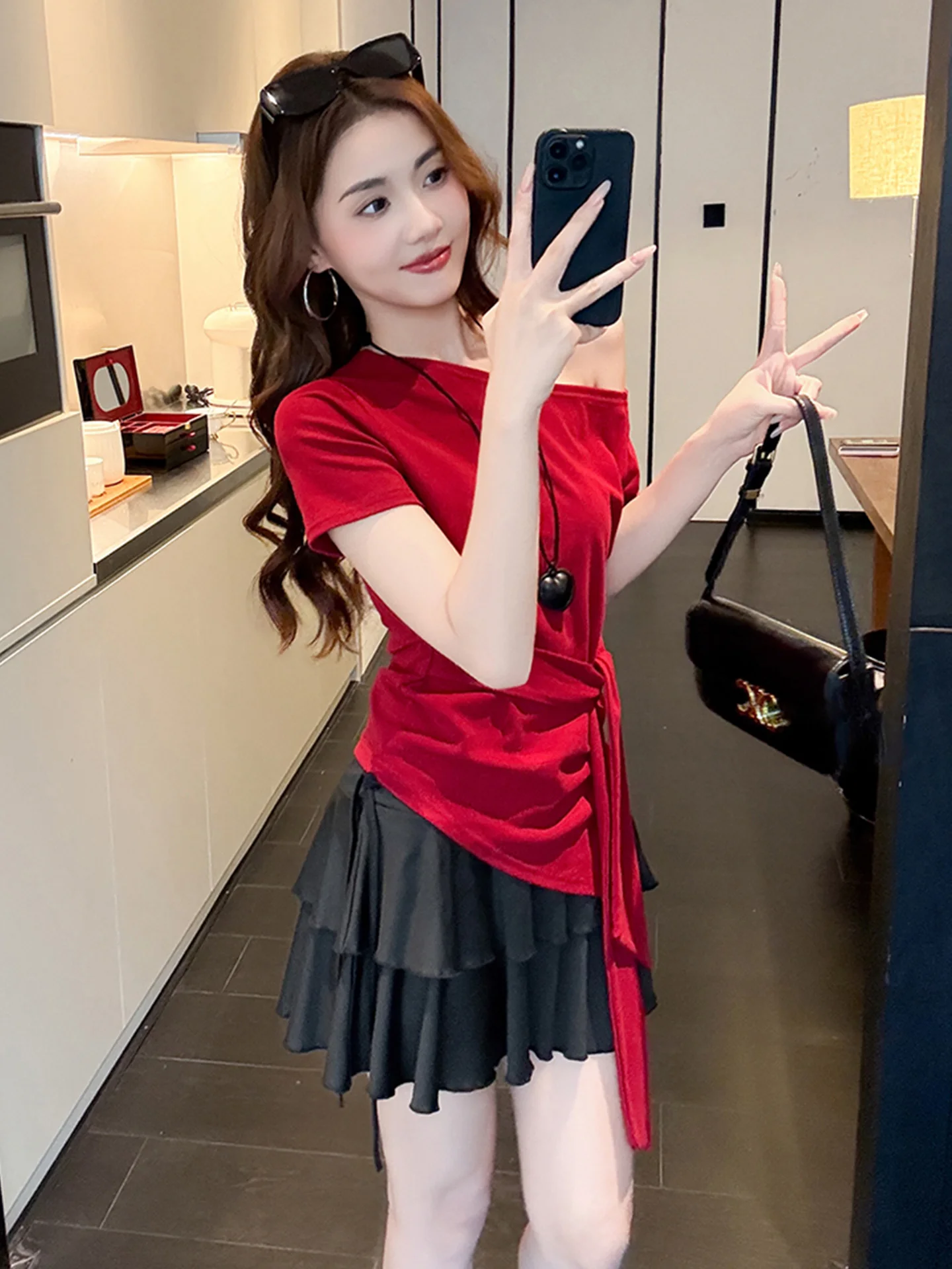 Koreanische Sle ort Sve Falten Rock Set frauen Faion Zwei-Stück Anzug Anti-Aging Sommer ular One-schulter Dr