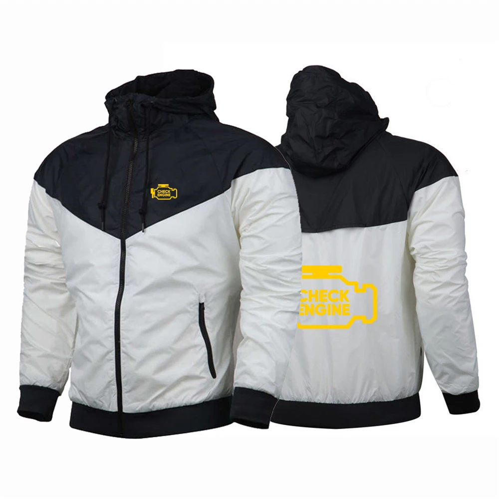 Mechanic Auto Repair Check Engine Light Print 2025 Spring Autumn Men's Five-color Windbreaker Comfortable Versatile Zipper Coat