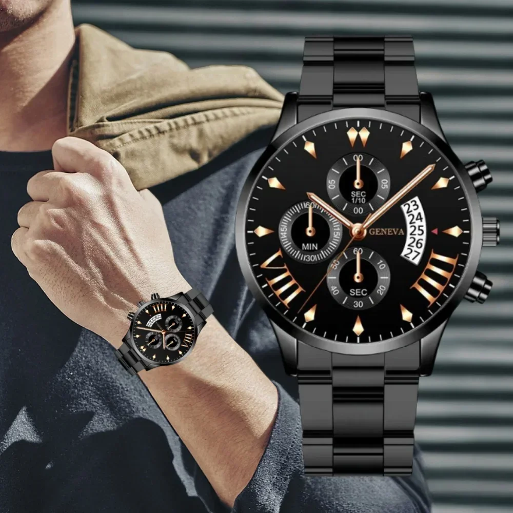 ساعة بتقويم متعددة الوظائف للرجال ، جو ساخن ، جو راقي ، رجولي كلاسيكي عصري ، حزام أنيق