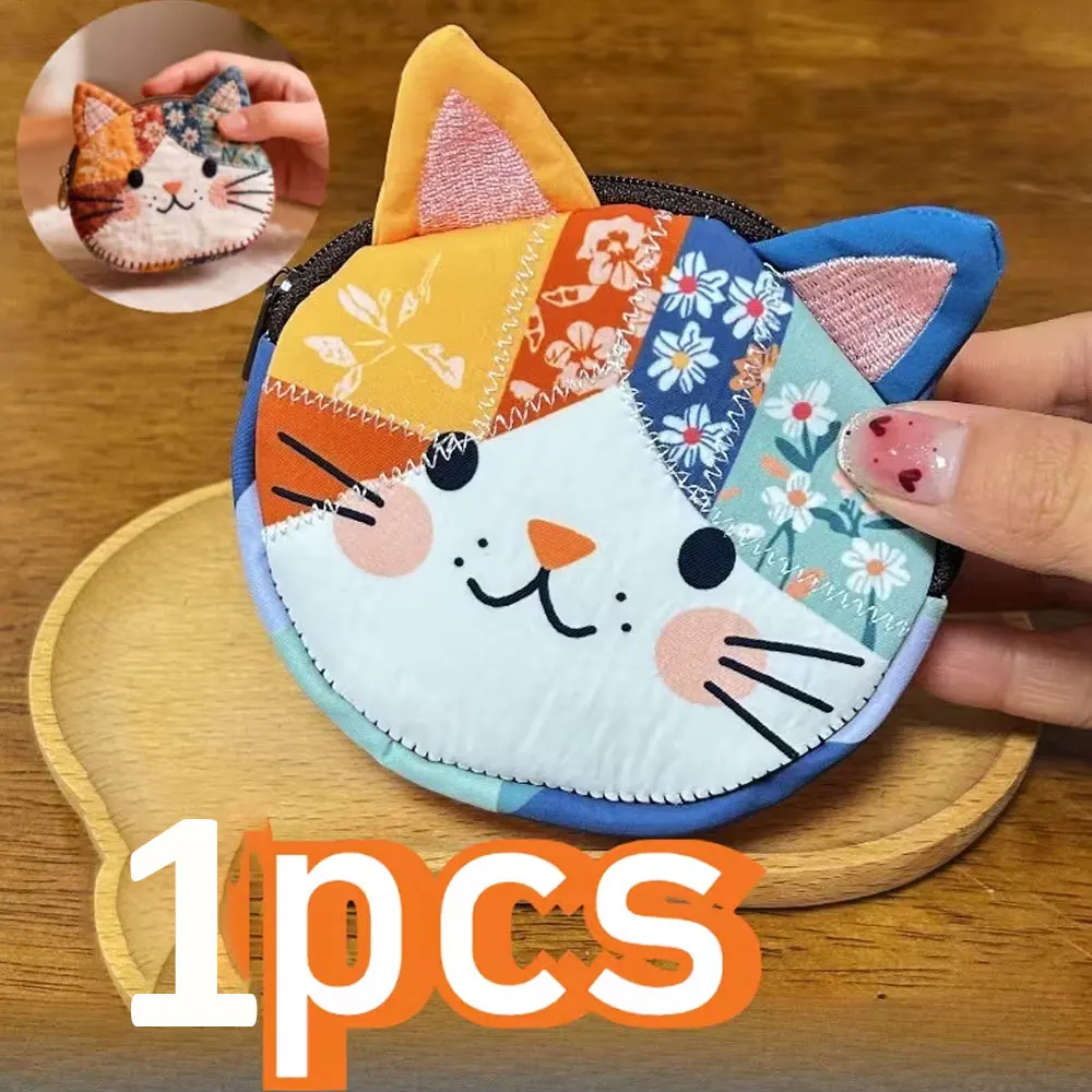 Japanischer Farbblock-Geldbeutel mit Katzenmotiv, niedliche und stilvolle Kosmetiktasche, Aufbewahrungstasche für Schreibwaren für Studenten, mit Lineal-Set, tragbarer Cartoon-Organizer für kleine Gegenstände, Kosmetikaufbewahrung – Detail 1