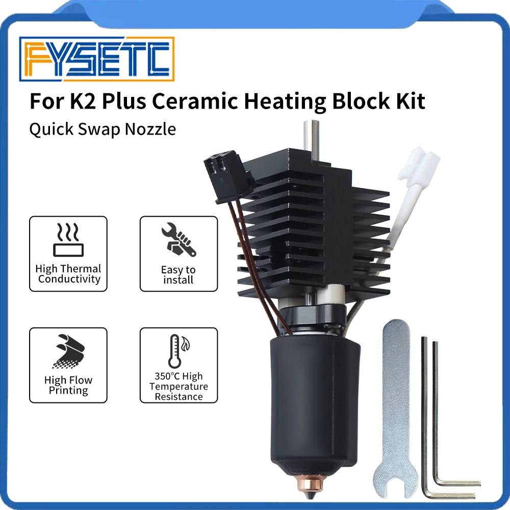 

For Creality K2 Plus Ceramic Heating Block Hotend Kit High Temperature Resistance and High Quality with High Flow 0.4mm Nozzle
