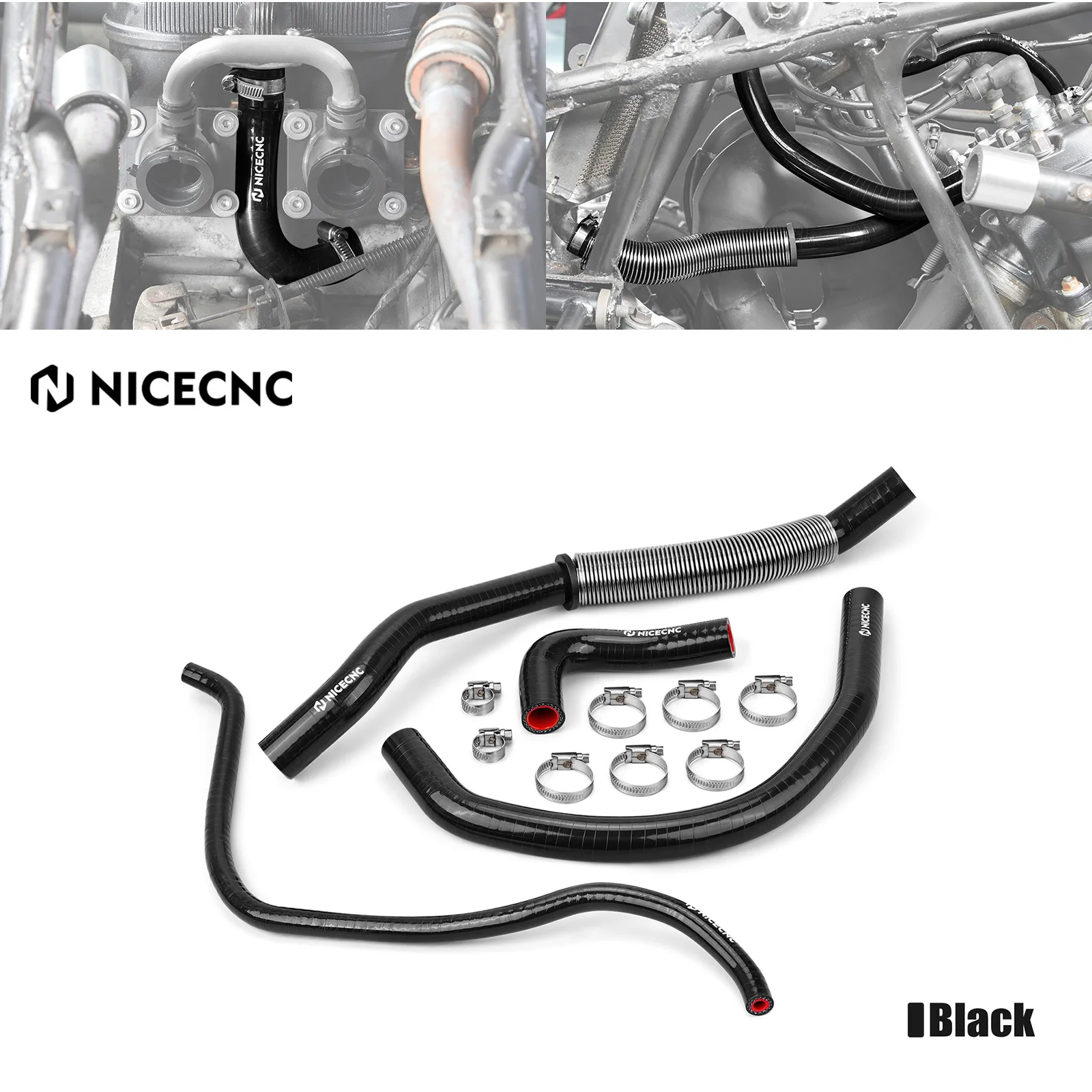 NICECNC Radiator Hose For Yamaha Banshee 350 YFZ350 1987-2006 ATV 3-Layer Heat 2GU-12482-00-00 Included Heat Shield Adapters