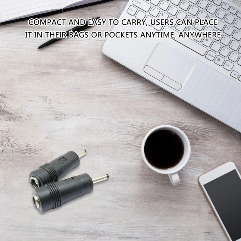 DC5.5x2.1 มม. ถึง DC3.0x1.1 มม. อะแดปเตอร์แปลงไฟหญิงเป็นชายตัวแปลงการชาร์จสีดำ