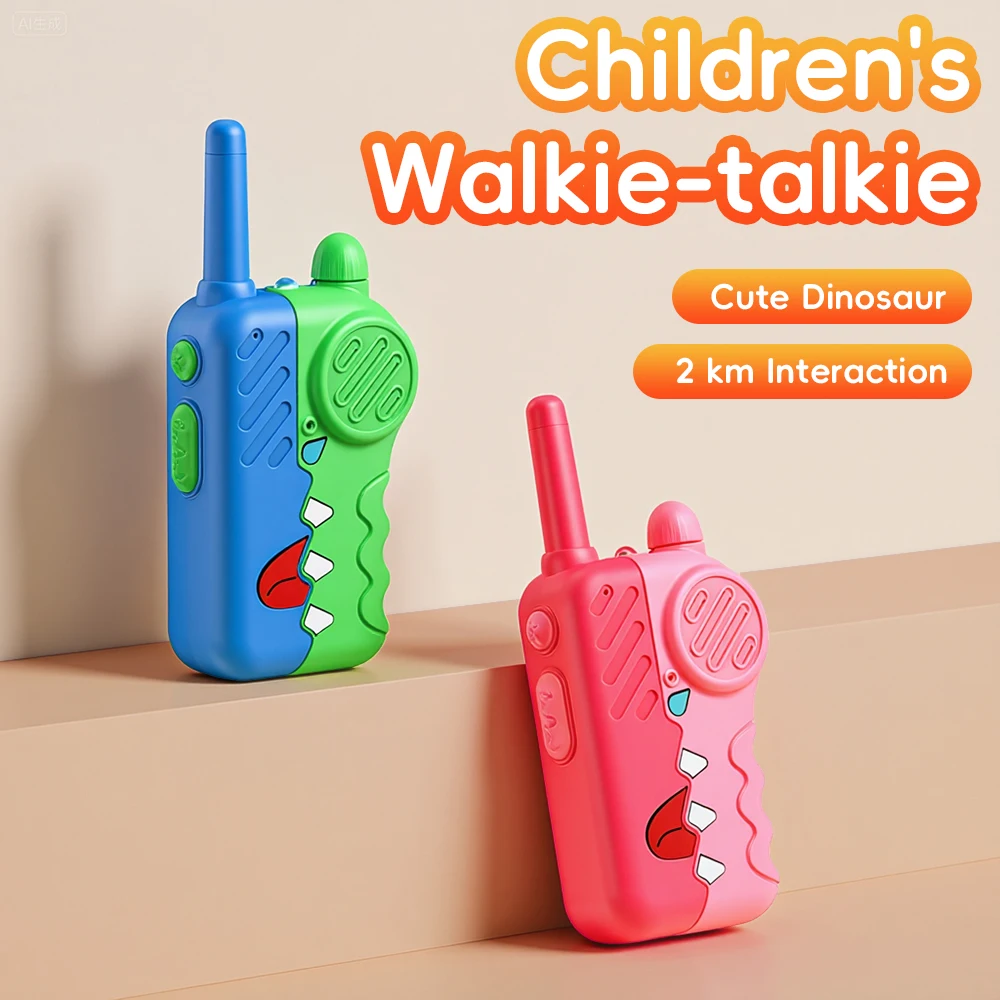 Awapow crianças walkie talkies bonito dinossauro forma walkie-talkie brinquedo das crianças com som claro presente perfeito idade de 3-12 ao ar livre