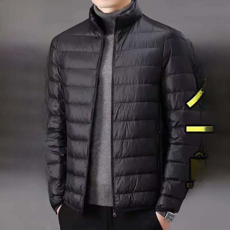 

Легкая утепленная хлопковая куртка для мужчин на осень-зиму, брендовая, с капюшоном, воротником-стойкой, приталенного кроя, тонкая, удлиненная, размер S.