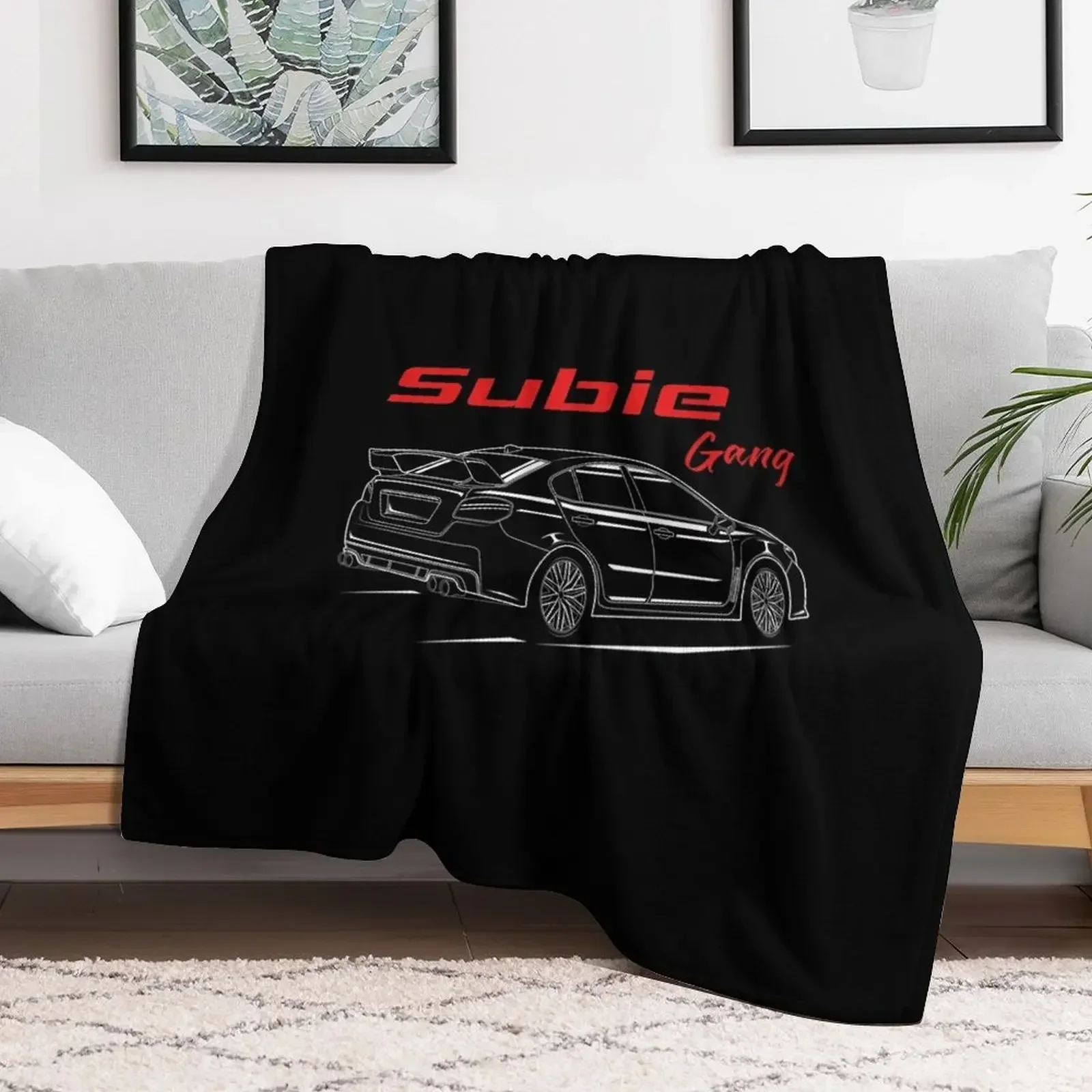 Subie gang back Text line ( white print ) Throw Blanket Thin Stuffeds Blankets