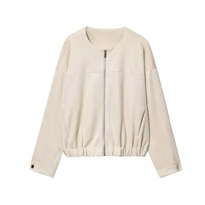 Chaqueta de Moda Otoño 2025 para Mujer, con Cierre y Cuello Redondo, Prenda Exterior Versátil, Nuevo Modelo, Abrigo Corto Ele...