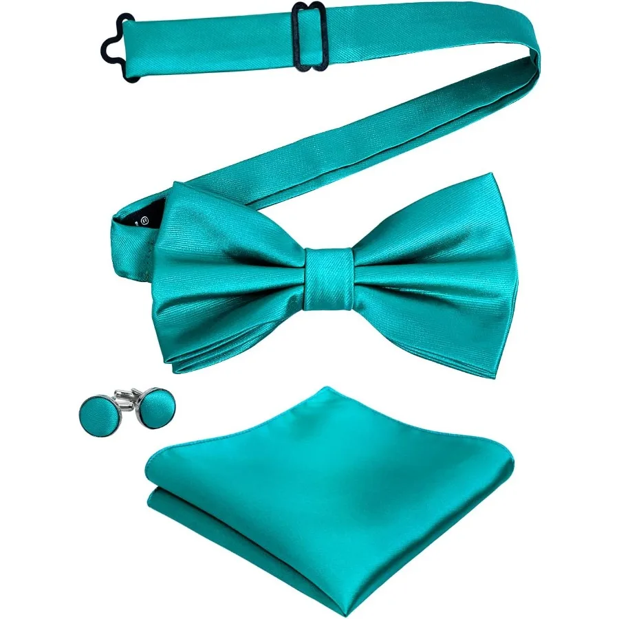 مجموعة ملابس رسمية أنيقة للرجال تتضمن ربطة عنق سهرة وجيب مربع وأزرار أكمام مثالية لمناسبات BlackTie وحفلات الزفاف والجل