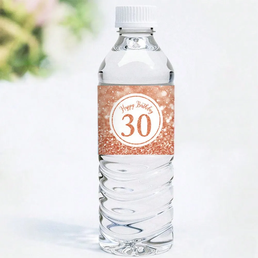 20 Stück Happy Birthday 18 30 40 50 60 Jahre Wasserflaschen-Aufkleber Digitale Etiketten Happy Birthday Party Dekoration Flaschenaufkleber – Detail 3