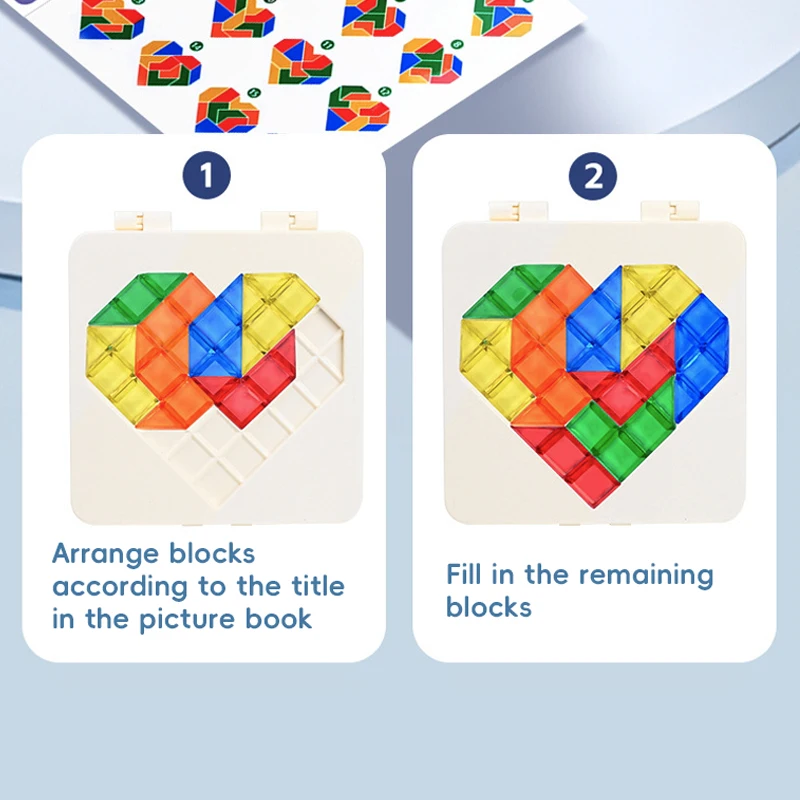 Children Education Learning Toy Color Geometric Puzzle Board Game IQ Logic Thinking 120 Challenges Smart Block Puzzle for Kids