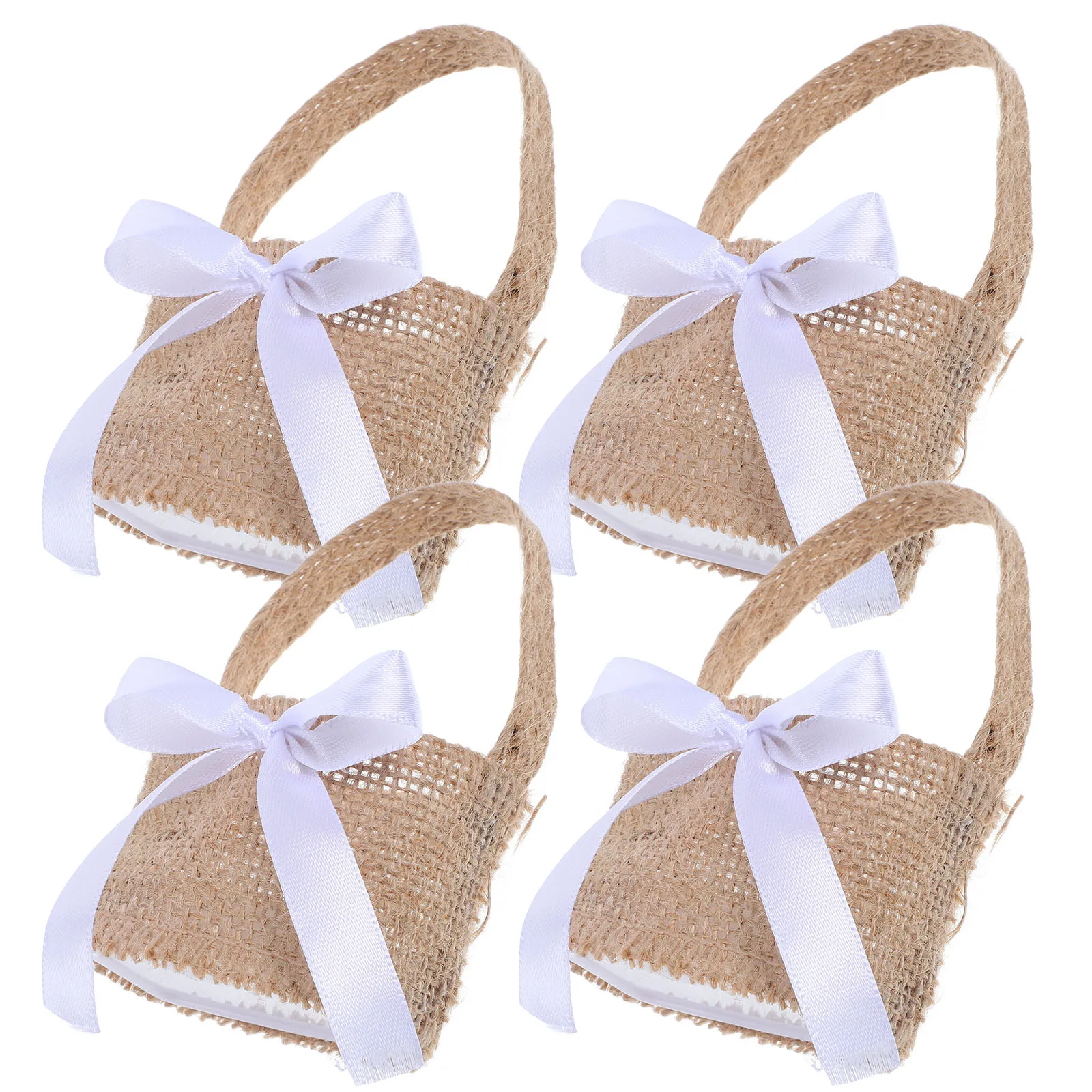 

4 Pcs Luggage Bags Burlap Candy Travel Party Favors Basket Purse Wedding Girl Flower Adornment