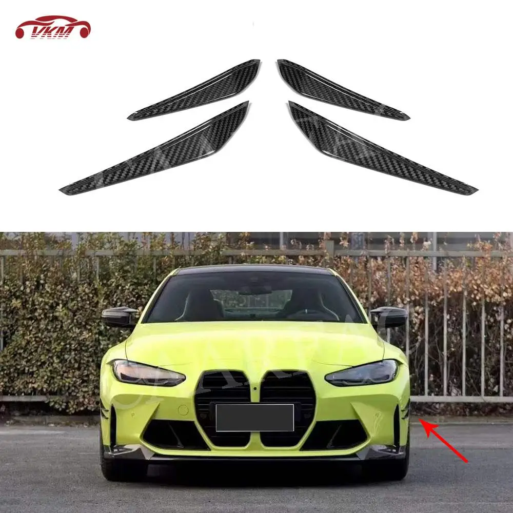 

For BMW 3 4 Series G80 G82 G83 M3 M4 2021 UP Dry Carbon Fiber Front Bumper Side Canards Fins Flaps Trims MP Style Fiber Glass