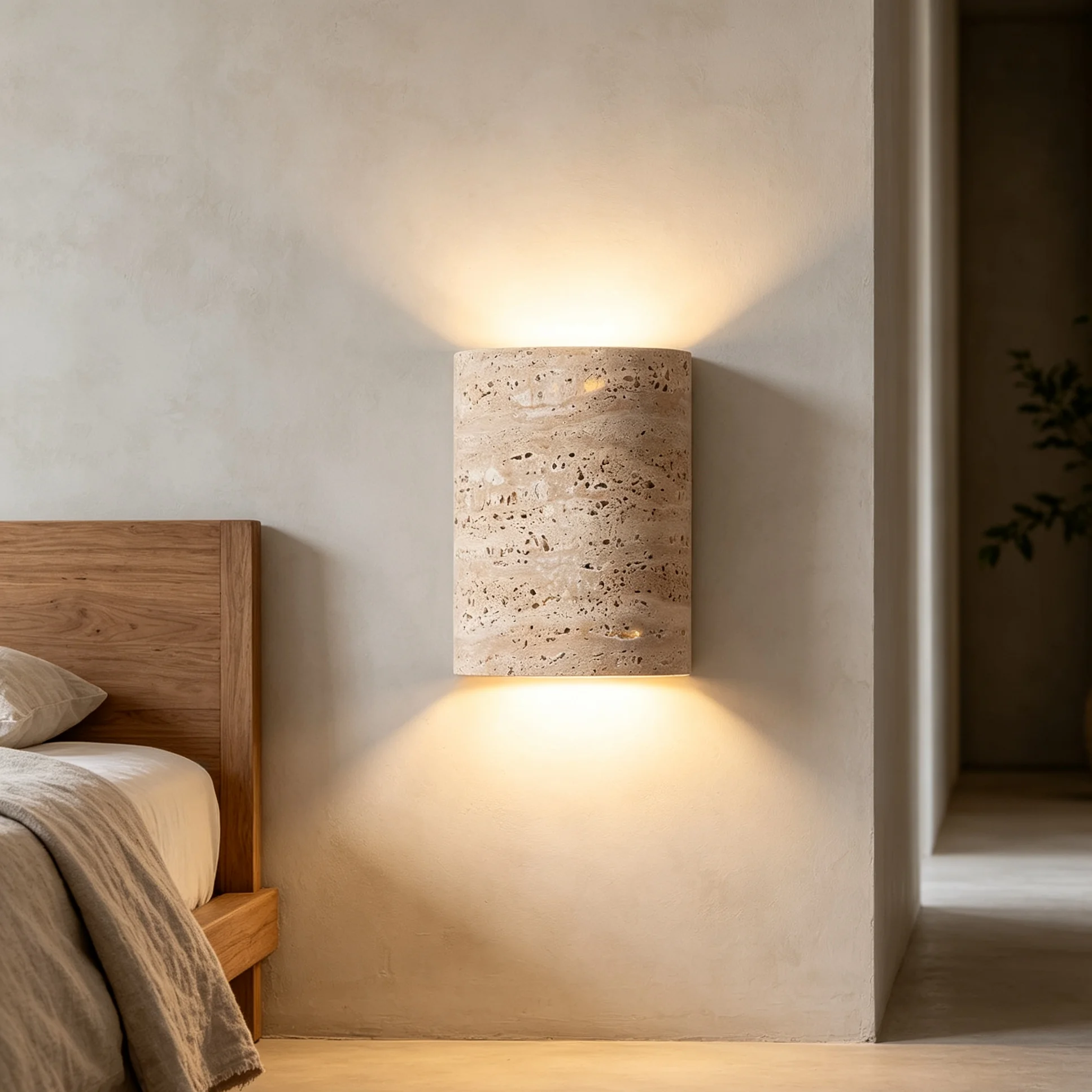 Outdoor Lighting Japan - مصباح حائط من الترافرتين الأصفر بأسلوب