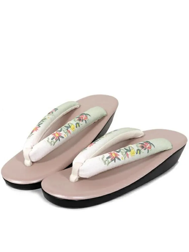 Slippers in Japanse stijl met grote maten, zachte, lichtgewicht houten klompen in Japanse stijl, kimono-stijl met gradiënt