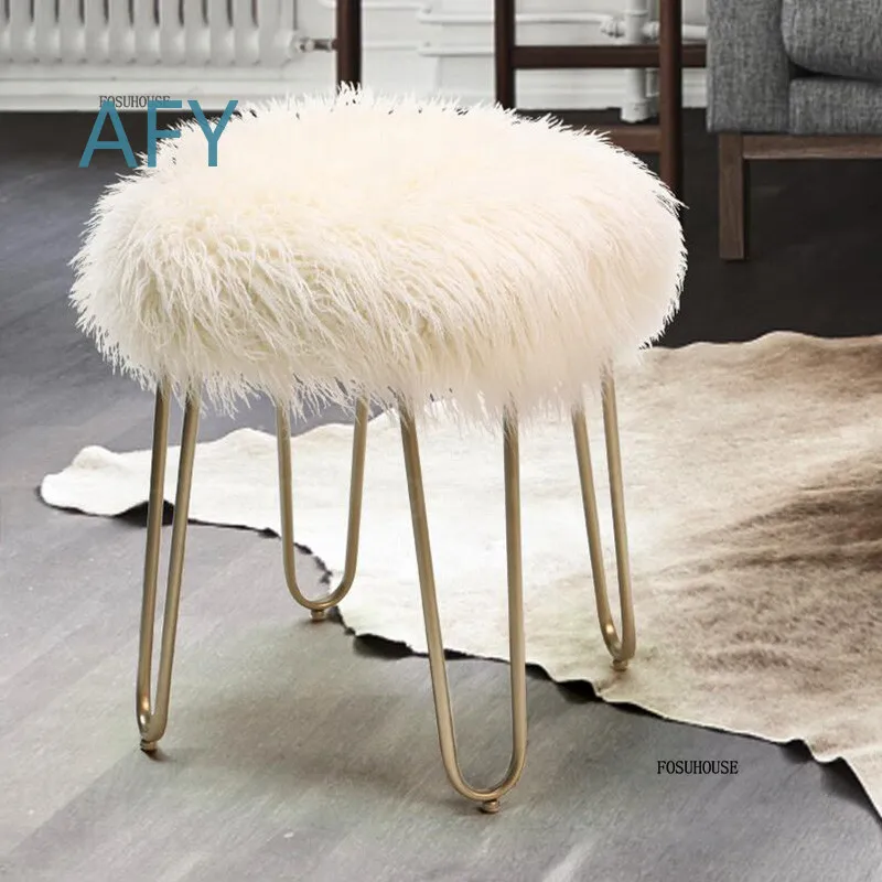 Nordic Fashion Dressing Stool for Bedroom Dressing Table Change Shoes Stool Long Hair Light Luxury Vanity Stool for Mc T