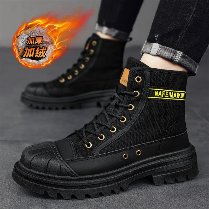 

Motorcycle Shoes Platform Safety Shoes for Work Man Tactical Boots Outdoor Mountaineering Casual Bota Cowboy Boots