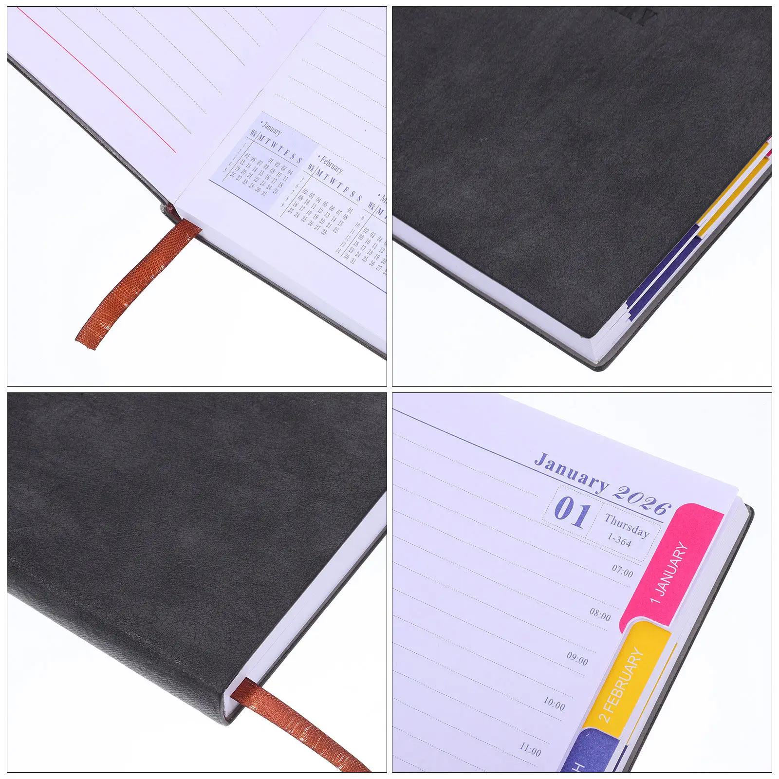 2026 Daily Planner A5 PU Notebook Compact Design Monthly Weekly Pages Thick Ink-Resistant Paper 2026 Appointment Book Academic