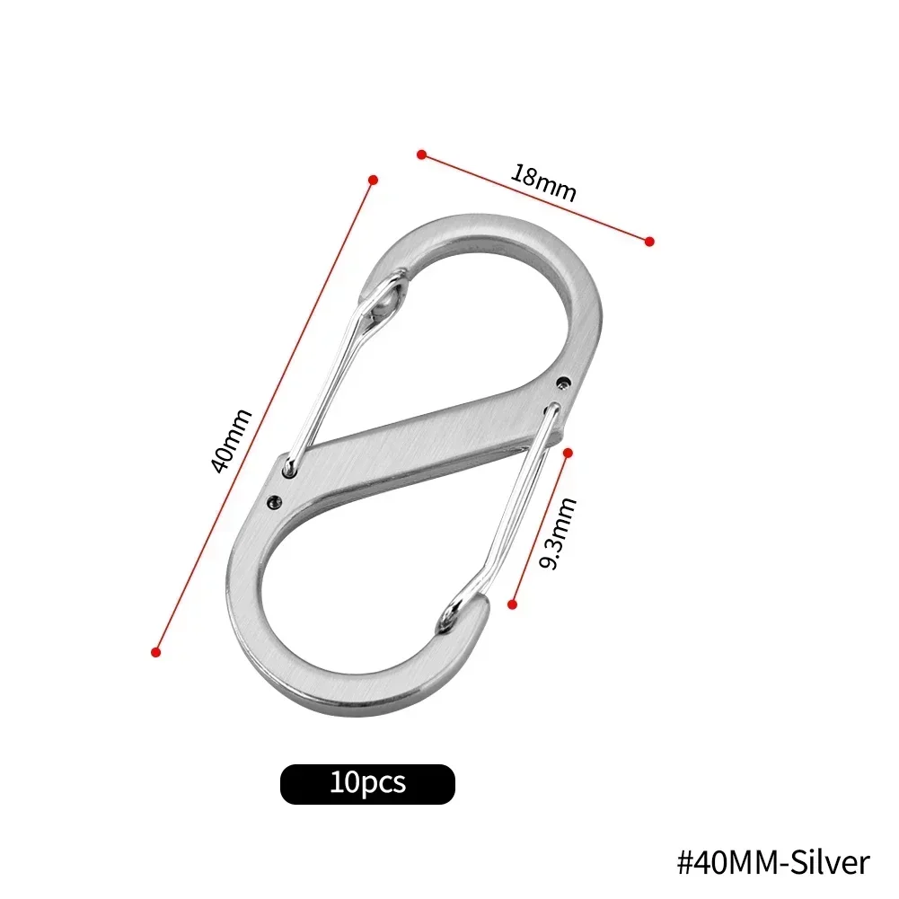 10Pcs S Typ Mini Schlüsselbund Haken Edelstahl Karabiner Mit Schloss Anti-Diebstahl Outdoor Camping Rucksack Schnalle Key-Lock Werkzeug