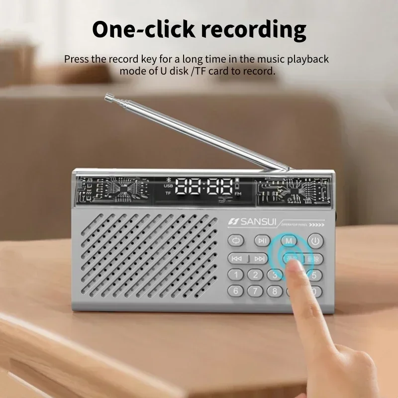 SANSUI V16 Caixa De Som بلوتوث المحمولة ستيريو باس الصوت خمر سمّاعات بلوتوث بطاقة المكونات الصغيرة في مشغل موسيقى وكمان