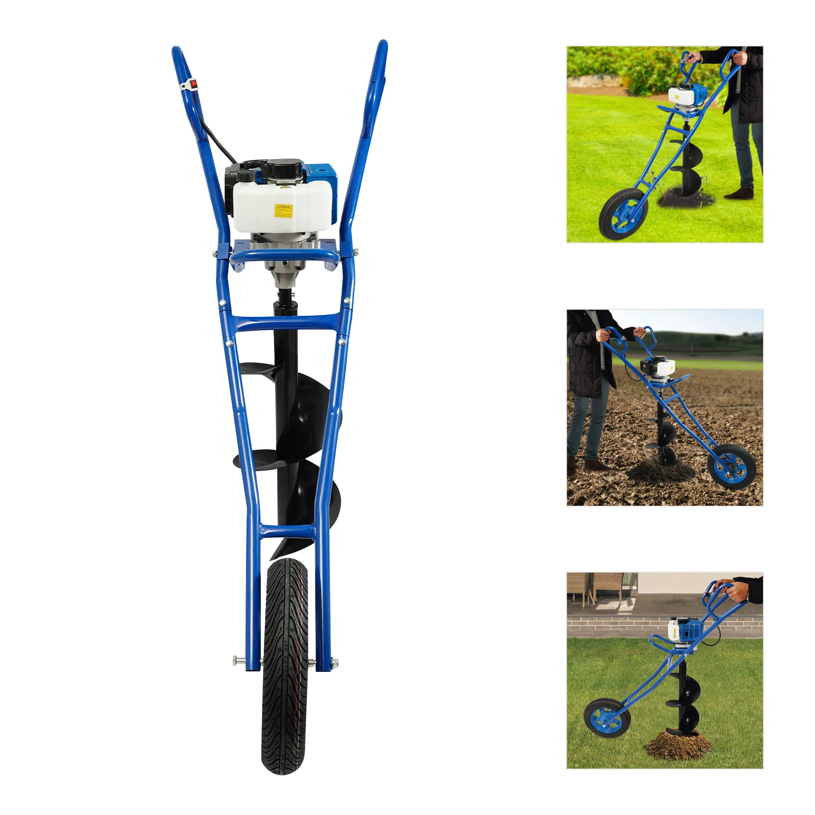 52CC 1.46KW Earth Drill with Wheel Auger Bit Portable for Fence Post Planting Excavation Projects