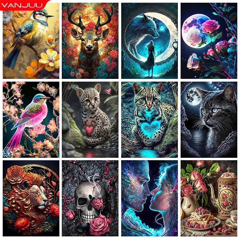 

Набор для алмазной живописи «сделай сам» в виде птицы, Набор для вышивки крестиком с волком, леопардом, вышивка стразами, мозаика, семейный декор, подарок