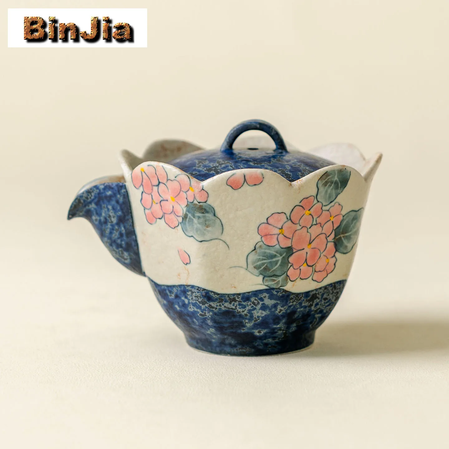 110ml Hand-painted Hydrangea Hand Grab Teapot Retro Tea Infuser Pot Tea Brewing Kettle With Filter Teaset Supplies Ornaments