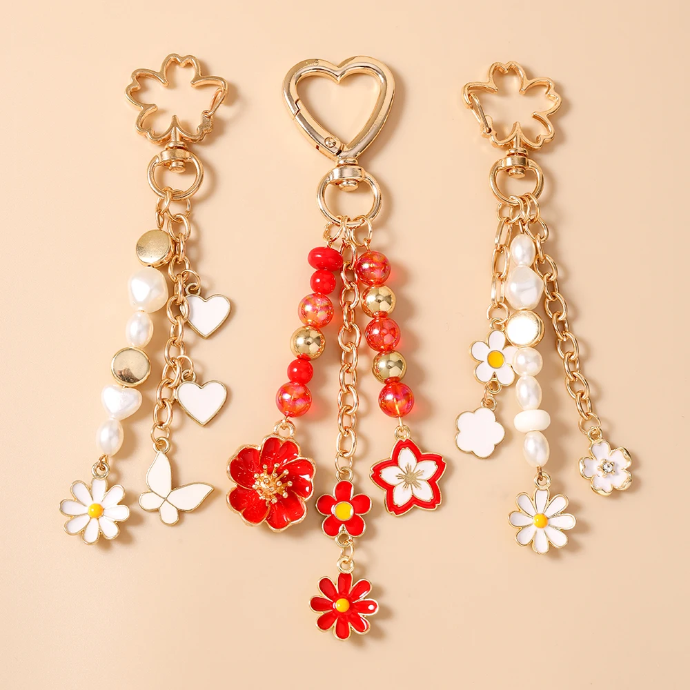 Modische Blumen-Schmetterling-Anhänger Schlüsselanhänger für Damen und Herren, Autoschlüsselhalter, Handtaschen-Schlüsselringe, DIY-Schmuckzubehör – Detail 3