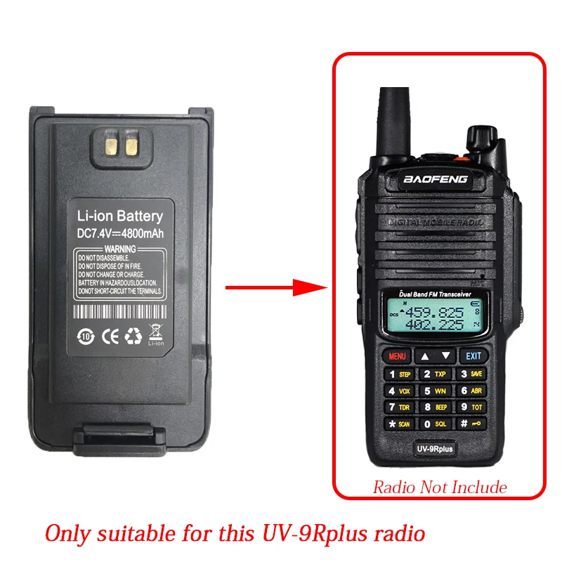 Baofeng UV-9Rplus Battery 7.4V 4800mAh Long Standy For BF-UV9R Plus Portable Two Way Radios Accessories Extra Battery UV 9R Plus