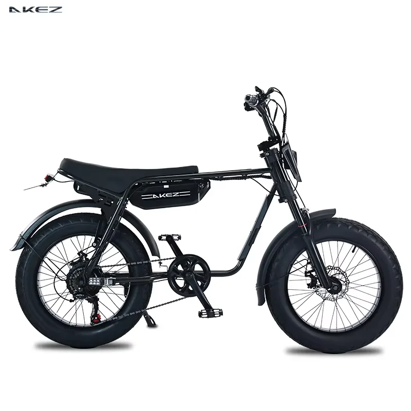 EU Stock Akez Electrical Bicycle  For Adults 750W 48V 20-Inch Electric Bike Motorcycle With 2 Seats Fat Tire Off-Road Ebikes