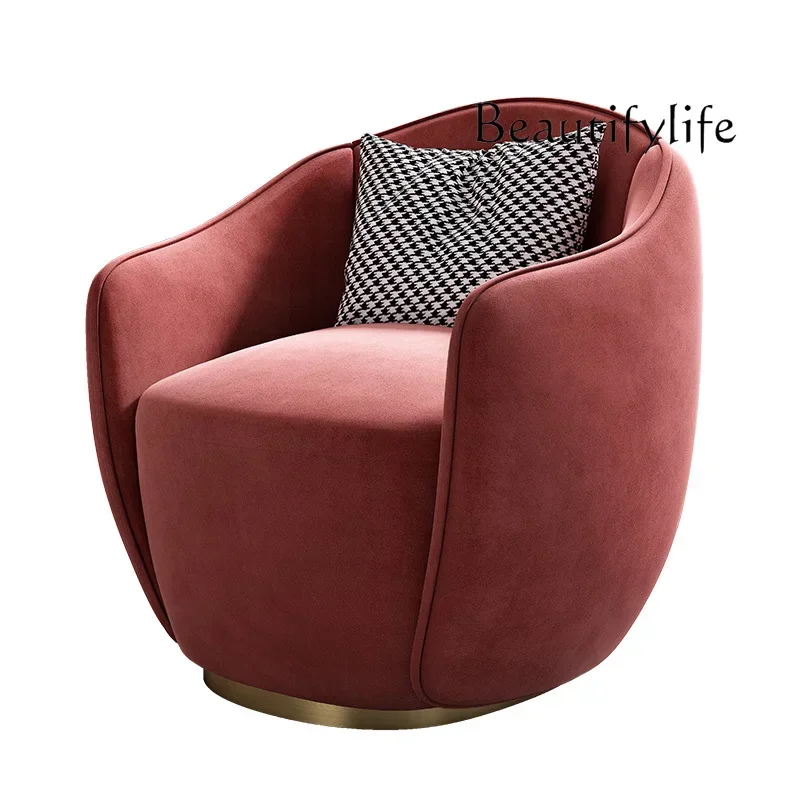 Italian light luxury simple chair living room bedroom club reception negotiation Internet celebrity flannel single sofa chair