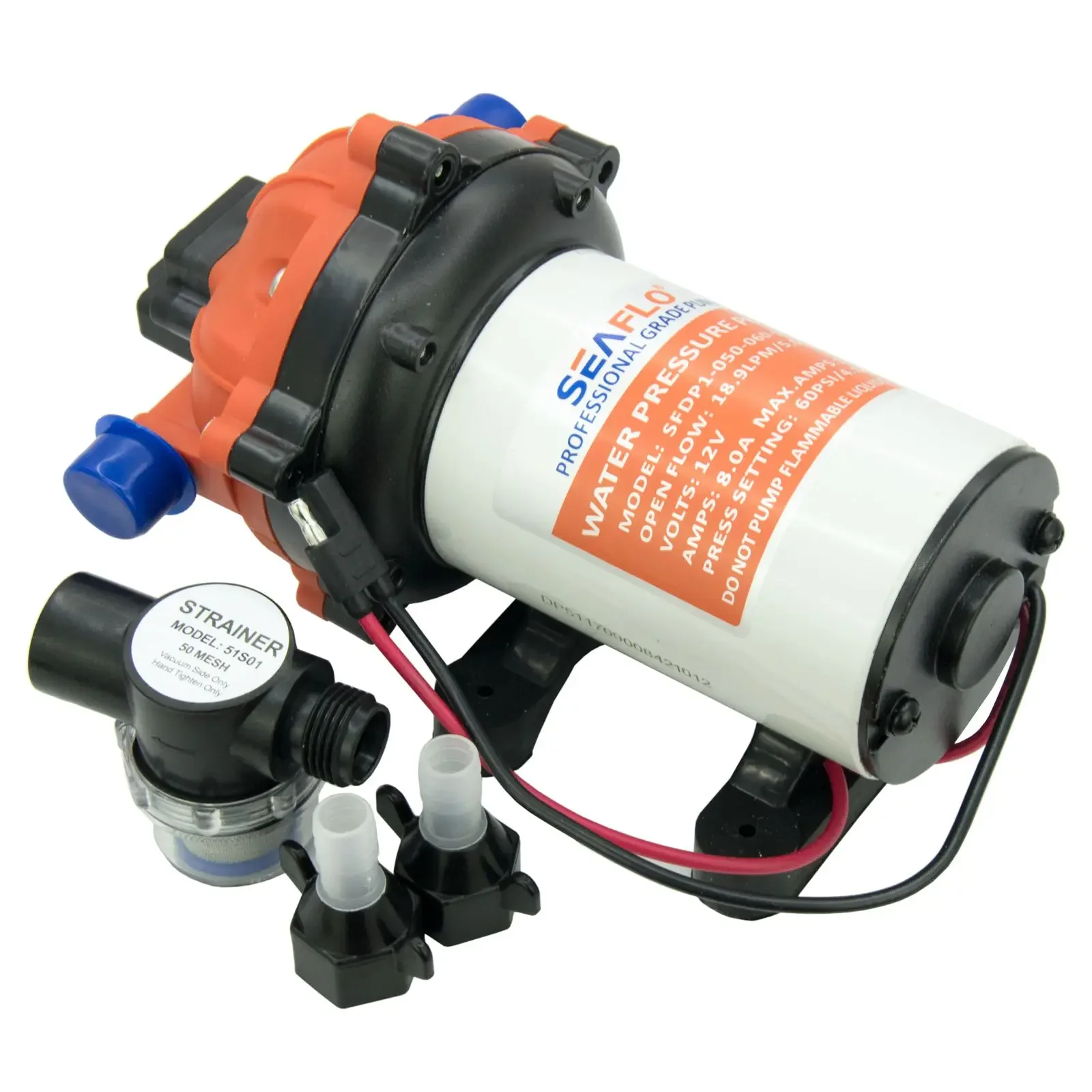 SEAFLO Self Priming Diaphragm Pump 12V 60 PSI 5.0 GPM  Boat Marine RV Water Pump 18.9 LPM