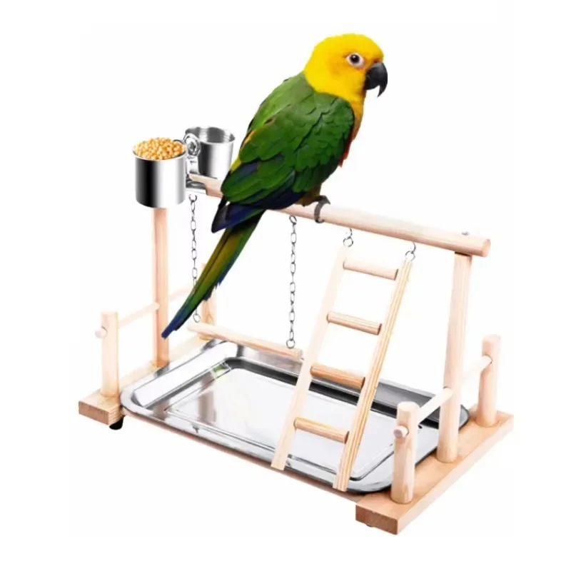 Bird Cage Accessories Natural Wood Parrot Playpen Perches Bird Gym Play Stand Perch Bird Playground