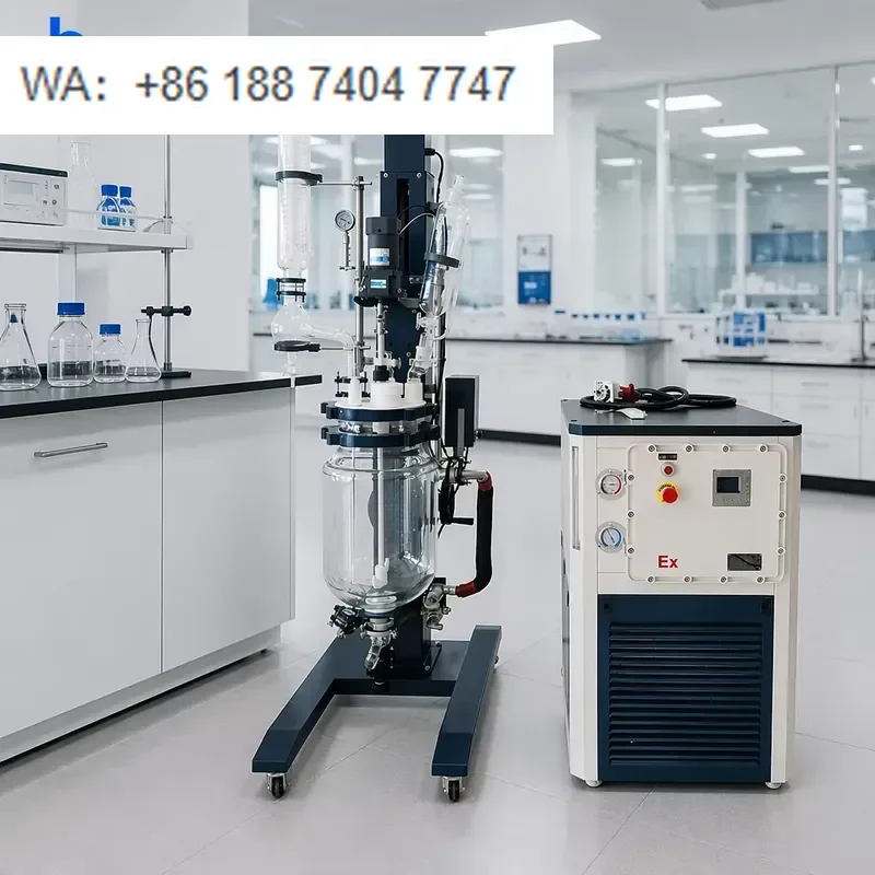for LABOAO Lifting Rotating Double Layer Glass Reactor Heating Cooling Circulation Anti-corrosion Laboratory Equipment
