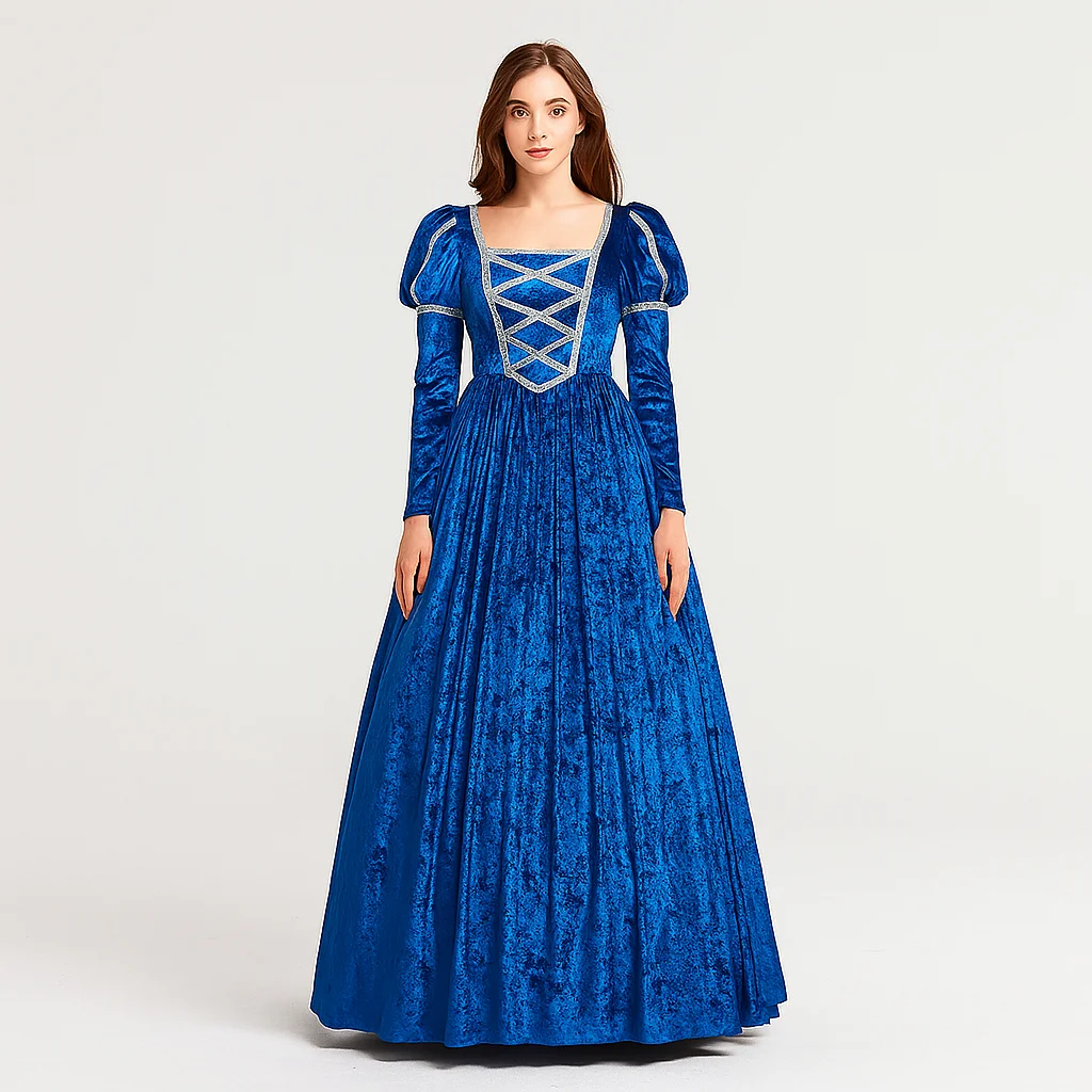 

Ladies Tudor Elizabethan Costume Mary Queen Of Scots Theatrical Period Dress Women Vintagae Retro Deluxe Medieval Blue Green Red