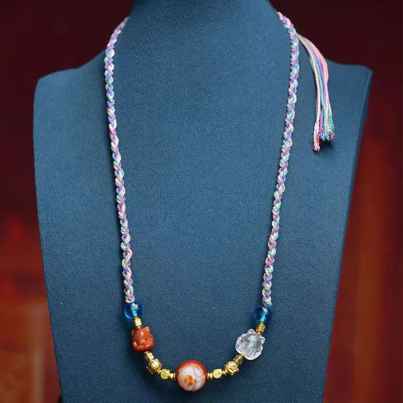 handmade-white-crystal-accessory-medicine-fox-dzi-bead-pendant-sweater-chain