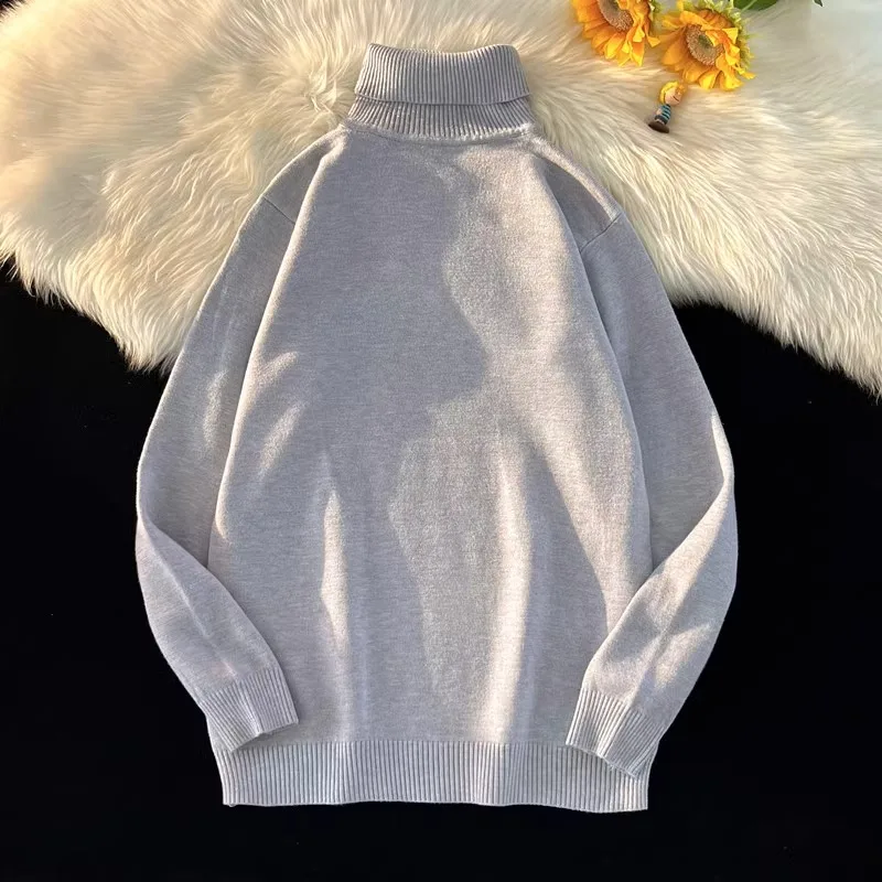 

Мужской вязаный длинный свитер свека с высоким воротником, цвет для пары, осень-зима, новый повседневный свободный крой, круглый Ne