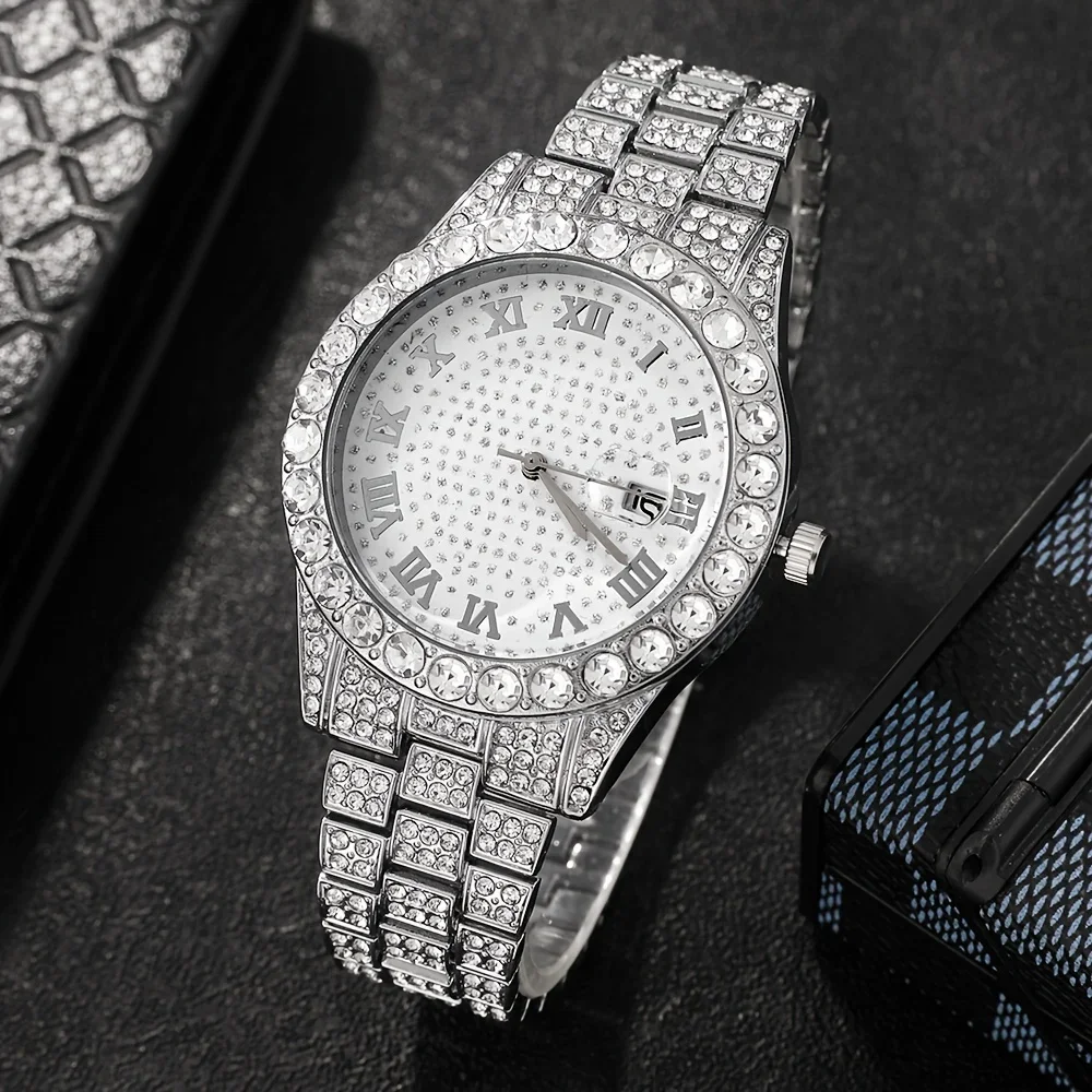 3 pz/set, Set di accessori per orologi e strass da uomo in stile puntatore alla moda, regalo di festa