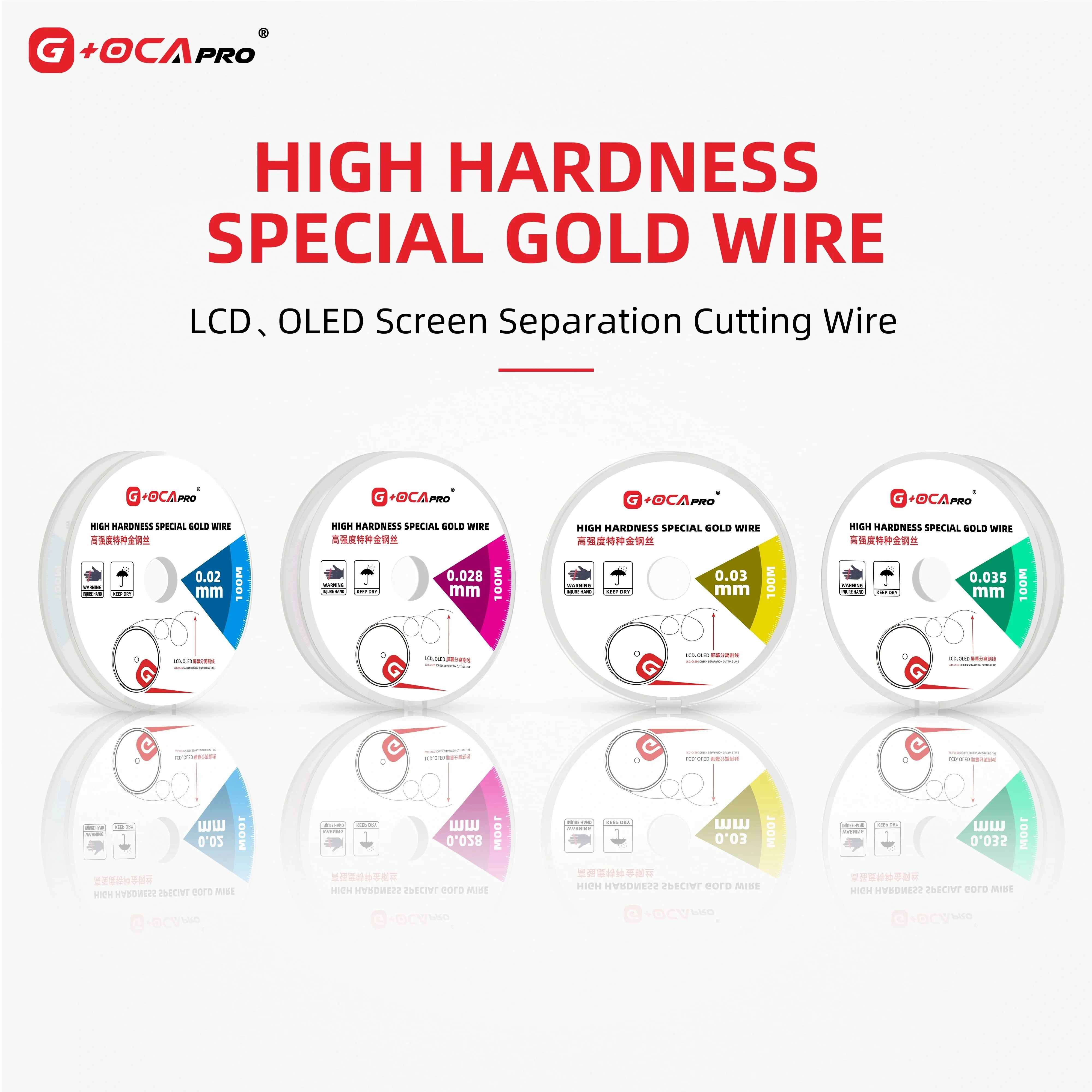 20pcs G+OCA Pro High Hardness Special Gold Wire 0.02/0.028/0.03/03.035mm For Mobile Phone LCD Screen Glass OCA Cut Removal Tool