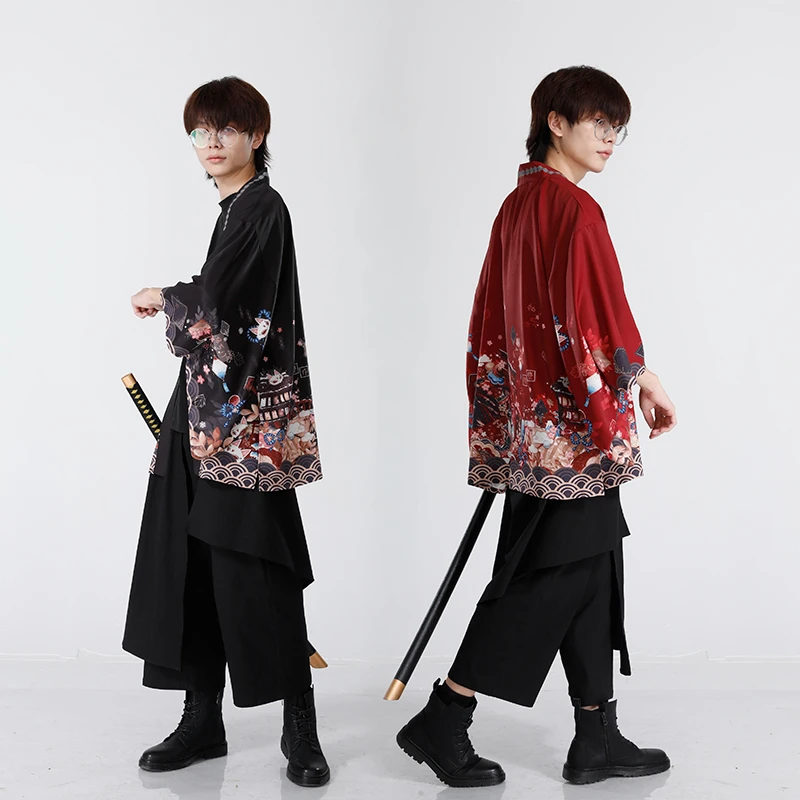 Summer Loose Japanese Samurai Kimono Streetwear Cardigan Cosplay Haori Harajuku Women Men Yukata Traditional Clothing