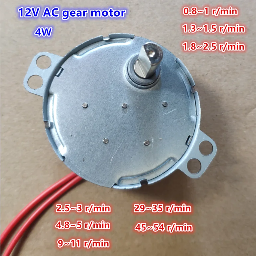 TYC-50 12V 1rpm 2.5rpm 5rpm 10rpm 30rpm 50rpm 4W AC gear motor permanent magnetic synchronous motor CW/CCW metal gears~