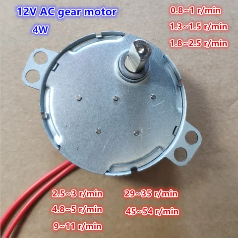 TYC-50 12V 1rpm 2.5rpm 5rpm 10rpm 30rpm 50rpm 4W AC 기어 모터 영구 자석 동기 모터 CW/CCW 메탈 기어 ~