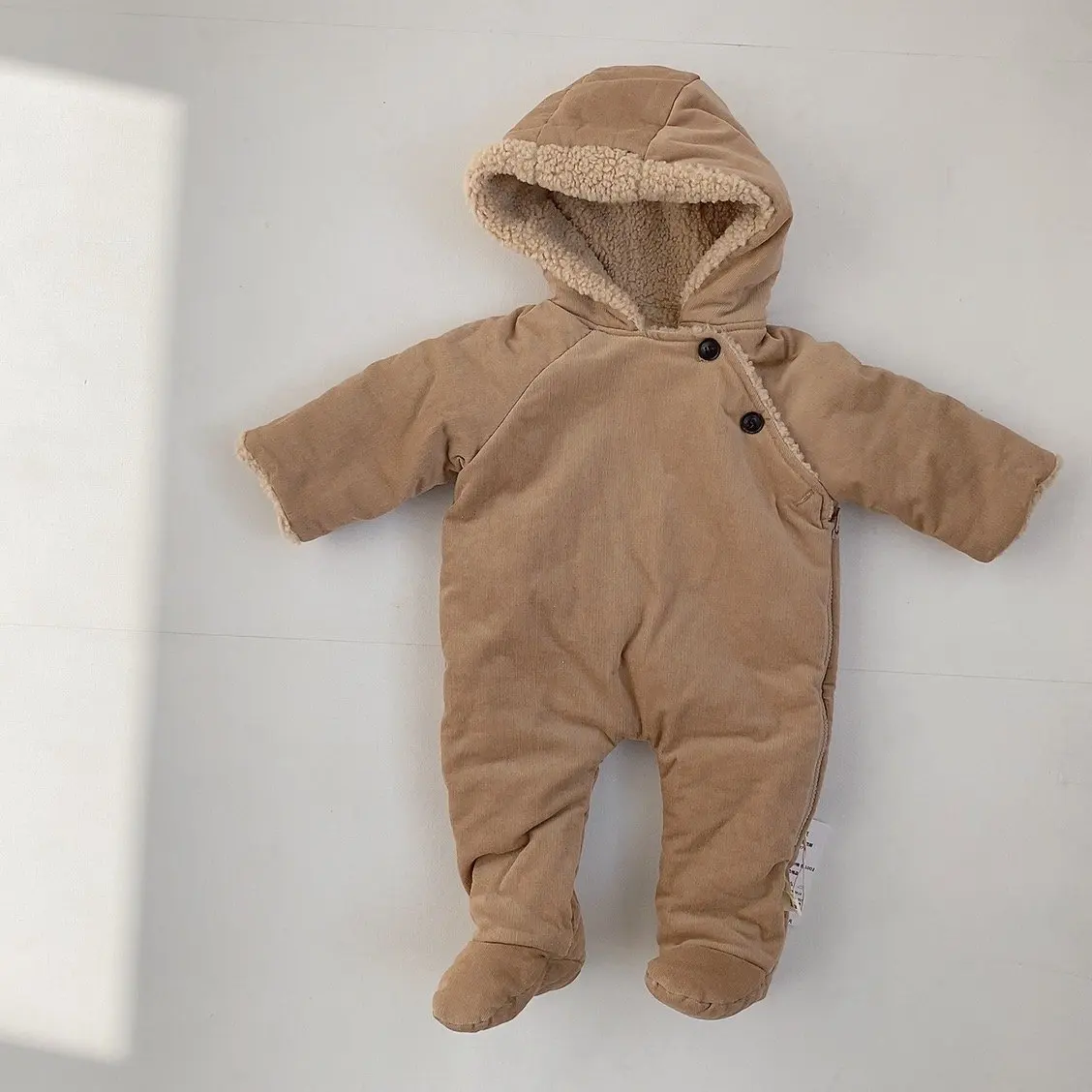 Baby Winter Clothing Conjoined Cotton-padded Boy Padded Cotton-padded Jacket Girl Baby Plus Velvet Fart Clothing