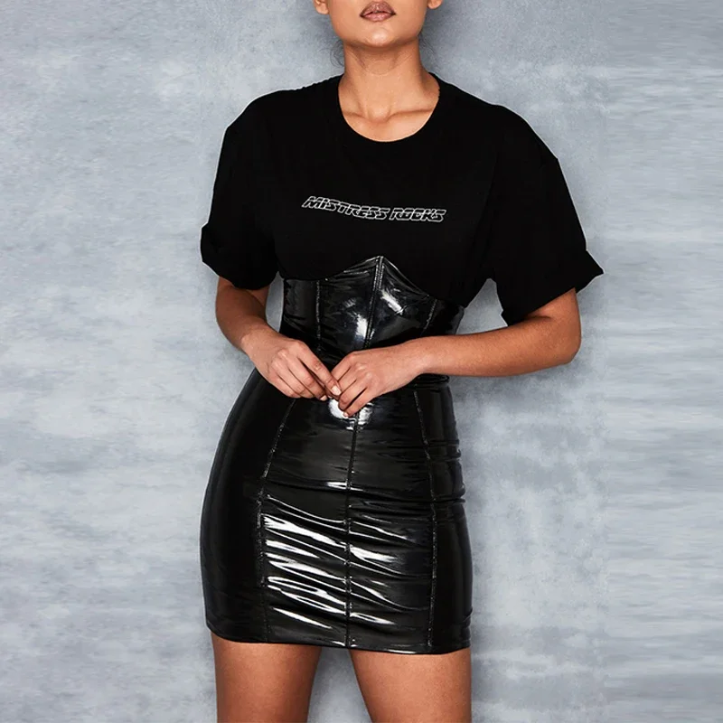 Women Patent Leather PVC Shiny Skirts Sexy Latex High Waist Half Tube Top Dress Lady PU 4XL 5XL Club Tight Skirts New Custom