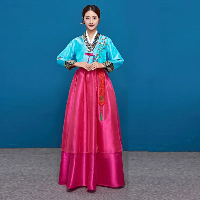 Multicolor Korean Traditional Clothing Women Fashion Asian Princess Stage Performance Dance Clothes Fairy Hanbok Top Dress Set